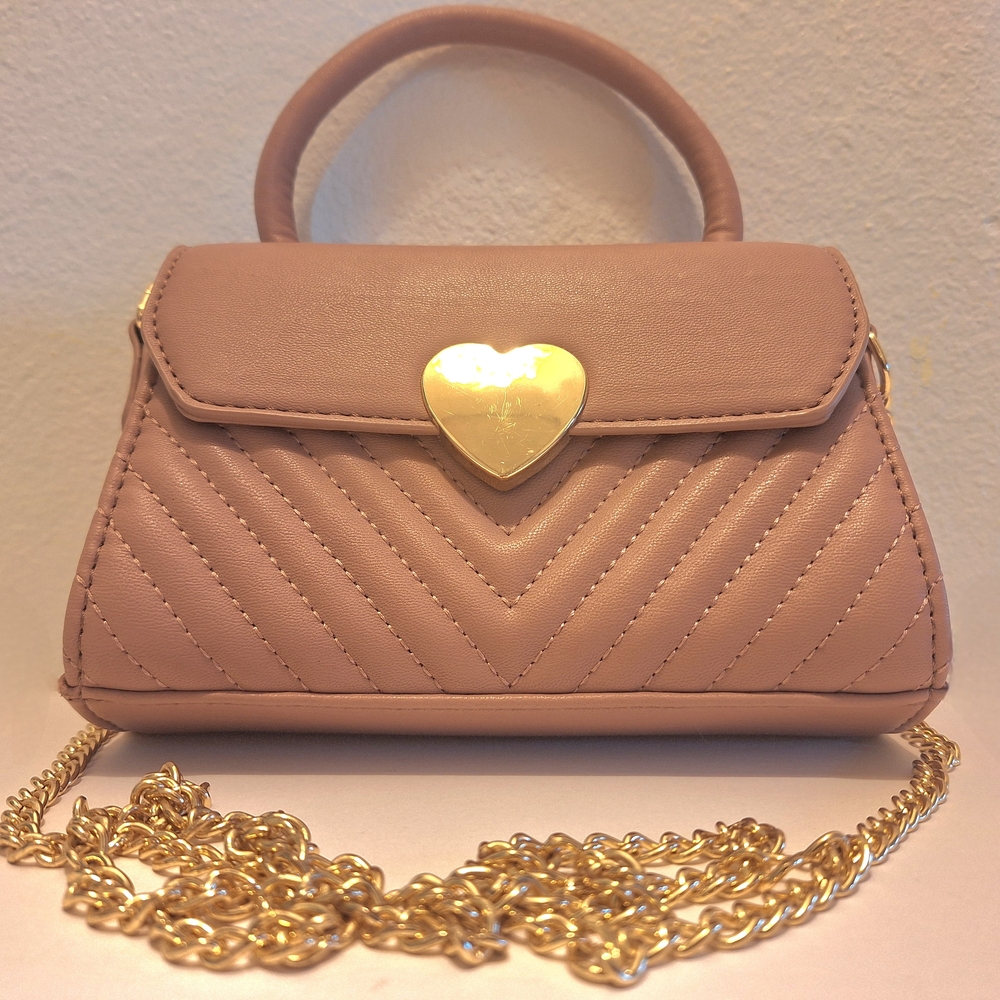 Blush Vegan Leather Purse Small Quilted Coossbody Bag by Emperia